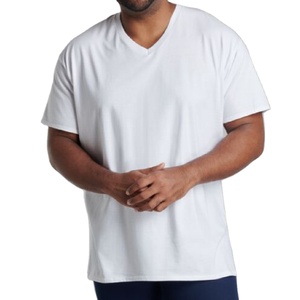 Camiseta de algodón para hombre, prenda de vestir, de talla grande, con hombro caído, calidad prémium, con cuello en V - Product Image 1