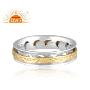 Diseño hecho a mano fina plata esterlina latón conjunto Spinner banda anillo plata joyería fabricante - Product Image 2