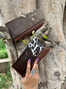 Nouveaux vrais cheveux faits à la main sur cacher portefeuilles pour femmes portefeuille mince à deux volets en cuir Snap fourrure pochette sac à main vraie vache cacher fourrure sac à main portefeuille - Product Image 3