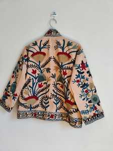 Chaqueta Suzani de Lona de Algodón Hecha a Mano, Abrigo Boho Bordado, Ropa Exterior Tribal Vintage para Mujer, Chaquetas Bordadas de Lona de Algodón - Product Image 5