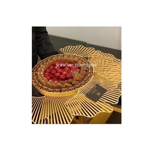 Leaf Design Stand 3 Tier Standard Designer Métal Laiton Plaqué Or Chocolat Serveur Bol Maison Vaisselle Bol À Mélanger En Inde - Product Image 6