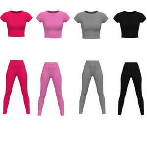 Vêtements pour femmes en coton pour femmes, nouveaux hauts à la mode, t-shirt décontracté et legi, ensembles 2 pièces pour femmes, vente en gros - Product Image 1