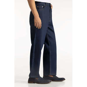 Jeans de Cintura Alta y Corte Recto en Azul Oscuro MN-JNS-WS24-019, Tela Vaquera Teñida Lisa, Ropa Urbana de Punto en Color Claro para Invierno - Product Image 2