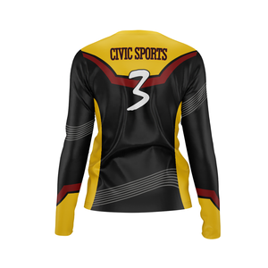 Jersey y pantalones cortos de voleibol de sublimación de manga larga, conjuntos de uniformes de equipo de voleibol deportivo, Jersey de práctica - Product Image 4