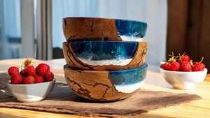 <b>Wooden</b> <b>Large</b> <b>Bowl</b> Round Shape Stainless Steel <b>Bowl</b> Dinnerware BowlWith Polish Dough Serving <b>Bowl</b> for Home Hotel & Restaurant Use - Product Image 3