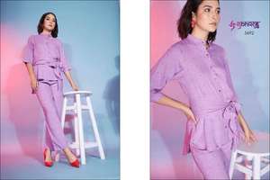 Ensemble de qualité supérieure pour les nouveaux parents Top Western Wear avec pantalon en style de bureau imprimé Nouveau fournisseur indien - Product Image 4