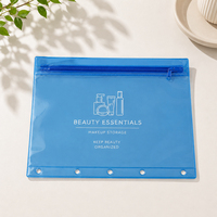 Sac cosmétique en PVC transparent givré bleu avec impression personnalisée du logo, sac de voyage en PVC avec fermeture éclair, sac de maquillage en PVC imperméable