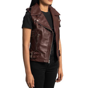 High Quality Hot Sale <b>Women</b> Leather <b>Vest</b> 2026 New Fashion <b>Women</b> Genuine Leather <b>Vest</b> For Casual Wear - Product Image 4