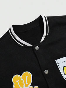 Two Tone College Baseball <b>Quilted</b> Hooded Jacket Men 100% Cotton Winter Streetwear Outerwear - Product Image 3