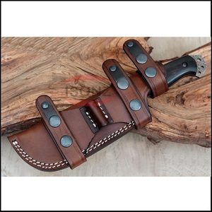 Vente en gros de fourreau de couteau en cuir véritable ISONZ, étui de ceinture tactique avec bouton de poche, accessoires de couteau de survie - Product Image 2