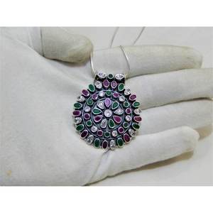 925 Sterling Silver <b>Fine</b> <b>Pendant</b> <b>Necklace</b> Natural Gemstone Multi-Gemstone Engagement Anniversary <b>Necklace</b> - Product Image 2