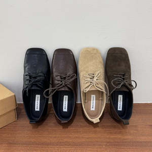 รองเท้าสลิปออนหนังวัวกลับแบบปากตื้น หัวเหลี่ยม ส้นเตี้ย (ต่ำกว่า 3 ซม.) ไม่มีซับใน-ดีไซน์หนังด้านแบบหุ้มส้นต่ำ - Product Image 2