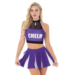 Atacado Personalizado Juventude Cheerleader Traje Cheerleading Uniformes Traje Com Mão Flor