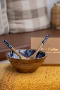 Juego de cuencos de madera de acacia HF Crafts con cucharas, aptos para alimentos para el hogar y la fiesta, decoración elegante con temática de amor para la decoración del hogar - Product Image 5