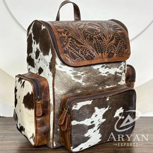 Sac à dos à langer en cuir de vachette véritable, fait main, style western, pour femme, sac à dos de voyage en cuir de vachette véritable, durable et élégant - Product Image 1