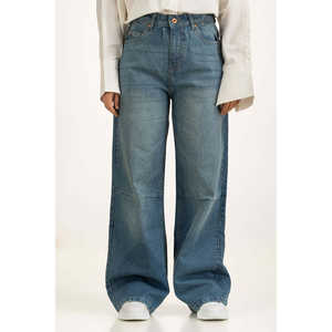 กางเกงยีนส์ทรงบาร์เรลฟิตขากว้าง WM-JNS-SS25-008 สไตล์แฟชั่นเรียบง่าย - Product Image 5