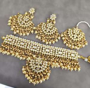 Indian Royal Kundan <b>Gold</b> Plated Classic Bridal Wedding Jewelry Set Women Latest Jewellery Crystal Rhinestone Traditional - Product Image 1
