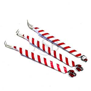 Pinzas para Extensión de Pestañas de Navidad, Punta de Fibra, Agarre Fuerte, Acero Inoxidable, Probadas a Mano, con Logotipo Personalizado - Product Image 1