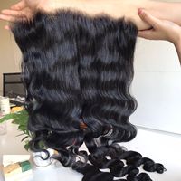 Extensiones de Cabello Humano Vietnamita Virgen de Doble Trama, Gruesas en las Puntas, Color Natural, Ondulado, con Frontal