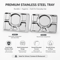 Assiette repas compartimentée en acier inoxydable à 6 compartiments, robuste et durable, pour cantines scolaires, cafétérias, restaurants et hôtels (vente en gros)
