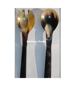 Juego de cucharas de cuerno Natural hechas a mano de La India, cuchara de cuerno de alta calidad, herramientas para servir ensalada con tenedor, juegos de cubiertos de cuerno - Product Image 2