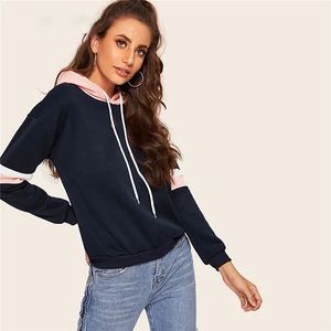 Sudadera con capucha para mujer, de tejido tropical, estilo urbano, holgada, de forro polar, suéter tipo jersey, color liso, oversize - Product Image 5