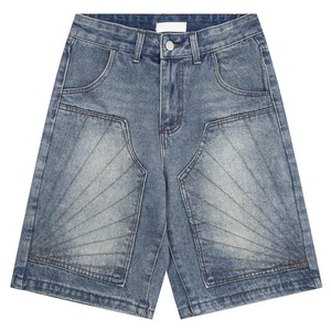 <b>Men's</b> Casual High Street Cargo Denim Shorts <b>Elastic</b> Waist Breathable Canvas Knitted OEM Service Digital Printing Solid - Product Image 1