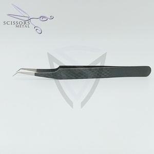 Pince à cils en acier inoxydable avec logo personnalisé gratuit, volume de 90 degrés, produit de beauté, pointe pointue en fibre de cils pour cils - Product Image 1