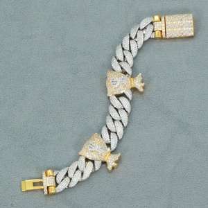 Exclusive Custom Design 925 <b>Silver</b> Gold Iced Moissanite Plated Cuban <b>Bracelet</b> <b>Men</b> Rose Cut Party Gift - Product Image 1