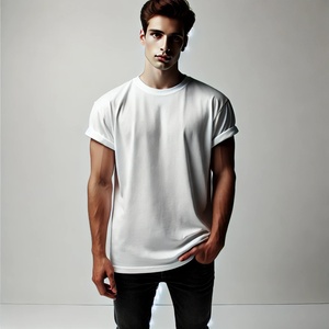 เสื้อยืดแขนสั้นคอตตอนคอมบ์สำหรับผู้ชาย280 GSM เสื้อลำลองเปิดไหล่ใส่ได้ทั้งชายและหญิงผ้าคอตตอนคอมบ์100% ออกแบบโลโก้ได้ตามต้องการ - Product Image 5