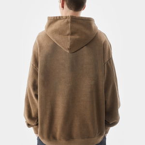 Venta al por mayor de los hombres lavado con ácido sudaderas con capucha de gran tamaño gota hombro sudaderas con capucha vintage de peso pesado streetwear sudaderas con capucha para los hombres - Product Image 3