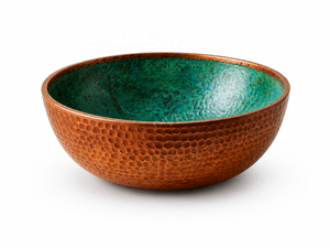DIVRIS DRC-2020 Évier en cuivre martelé fait main, vasque simple, ronde, rustique, pour cuisine, à poser sur comptoir, finition mate 17 - Product Image 1