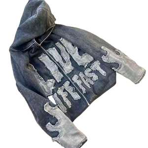 Sudadera con Capucha Vintage con Cremallera, Diseño Personalizado, Estilo Urbano 2026, Bordado, Patchwork, Relieve, Apliques, Lavado Ácido, Estampado de Mono - Product Image 1