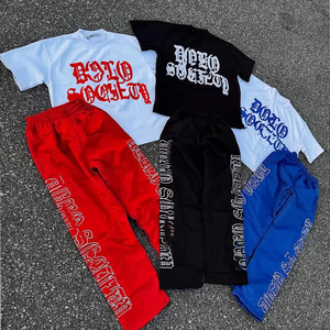 Meilleures ventes T-shirt baggy à logo imprimé personnalisé et pantalon baggy droit Ensemble d'été tendance pour hommes - Product Image 2