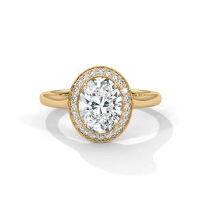 แหวนหมั้นเพชรทรงรีแบบโอวัล  ทอง 14k 18k 10k และเงิน 925 แหวนแต่งงานแบบโอวัลซ่อนเพชร แหวนเพชร VVS แล็บไดมอนด์  Maz - Product Image 1