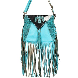 Authentic Genuine Cowhide Fur Crossbody Leather <b>Bag</b> <b>Women</b> Handmade Carving <b>Canvas</b> Lining Zip Closure Hot Selling Bohemian - Product Image 1