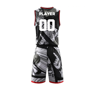 Maillots de basket-ball personnalisés en sublimation rouge et noir, kits de maillots d'équipe de basket-ball pour hommes - Product Image 6