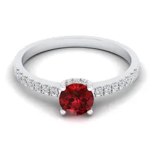 Anillo de Plata de Ley 925 con llama roja eterna con piedra natal de Enero natural granate rojo y joyería fina de moissanita de claridad Def VVS