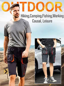 กางเกงขาสั้นผู้ชายกางเกงขาสั้นคาร์โก้หลายกระเป๋าสำหรับใส่ทำงานกลางแจ้งทนทานและสะดวกสบาย - Product Image 5