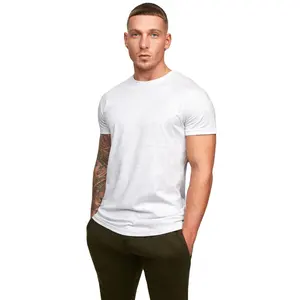OEM Kaus Oblong 100% Katun 3D Pria, Kaus Oblong Cetak Merek Pakaian Berat dengan Log
