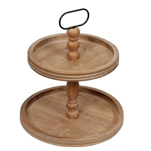 Wood Round Eco-Friendly Cake Stand with Handle Modern Kitchen Use Hand Wash Only Dessert Holder - Product Image 3
