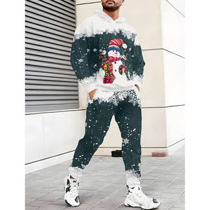 Sweat à capuche et jogging à manches longues avec poche kangourou pour hommes, vêtements de sport coupe régulière, survêtements en coton confortables, 2 pièces - Product Image 1