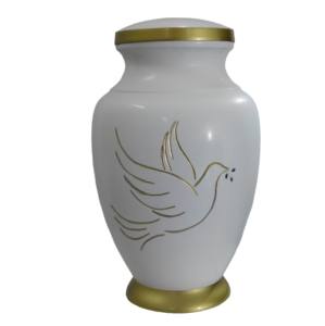 Urnas de cremación para adultos de aluminio con diseño de ala de banda de grabado Peltre y mármol marrón Acabado para cenizas humanas. - Product Image 6