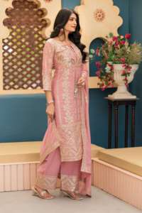 Vente en gros d'été Heavy Star Georgette broderie séquence travail entièrement cousu indien et pakistanais fête costume ensemble - Product Image 2