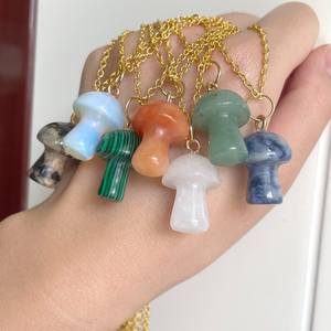 Collar de cristal único en forma de Seta, joyería hecha a mano, collar con abalorio, Plata de Ley 925, regalo de graduación chapado en oro de 14 quilates - Product Image 6