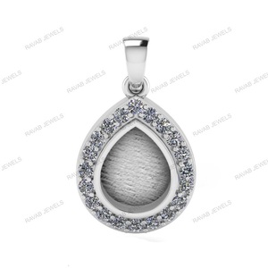 New Arrival 925 Sterling <b>Silver</b> Pear Pendant Setting with Zircon Custom 8x10mm Breastmilk Craft Keepsake <b>Wedding</b> Gift for Women - Product Image 1