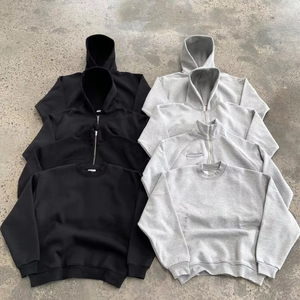 Sun Faded Custom Streetwear Pantalones de chándal Zip up Washed Hoodie Blank Acid Wash Hoodies Set Custom Chándal Set - Product Image 6