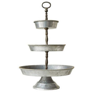 Wholesale 3 Tier Galvanized Metal Cake Stand Farmhouse Iron Dessert Display Holder Round Tiered Serving <b>Tray</b> For Wedding Party - Product Image 2