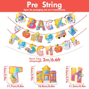 Cartel de regreso a la escuela con letreros de lápiz de Apple, guirnalda de aula, cartel de regreso a la escuela, suministros de decoración para fiestas en el aula - Product Image 6