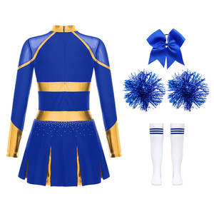 Ensembles d'uniformes de cheerleading de qualité supérieure avec logo personnalisé, qualité supérieure, unisexe, spandex/polyester, applique en strass - Product Image 2